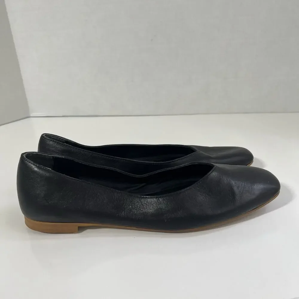 Coach And Four Women's Black Leather Ballet Flats Shoes Size 7.5 Made Italy